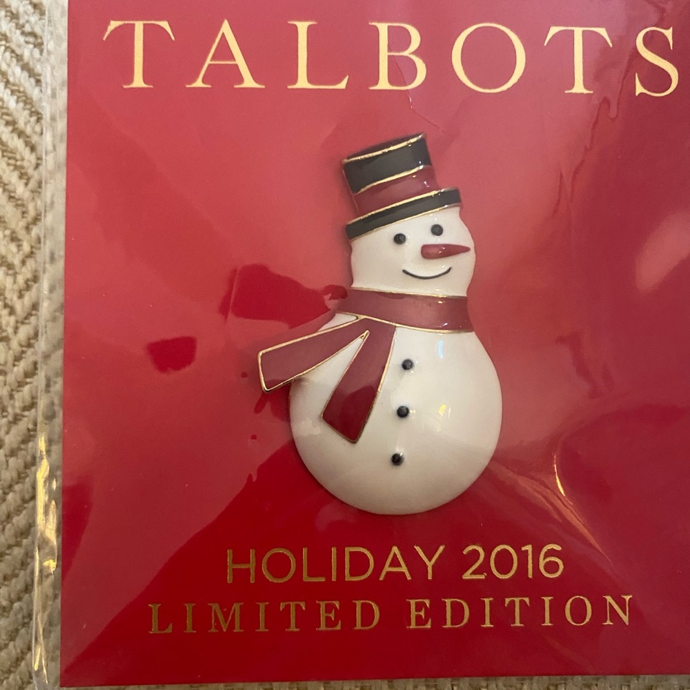 Talbots Limited Edition Snowman Ornament - White and Red- New!